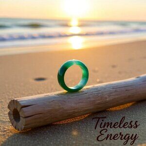 Green Banded Agate ~ Slim Stone Ring Band Size 6.75 ~ Friendship + Promise Rings